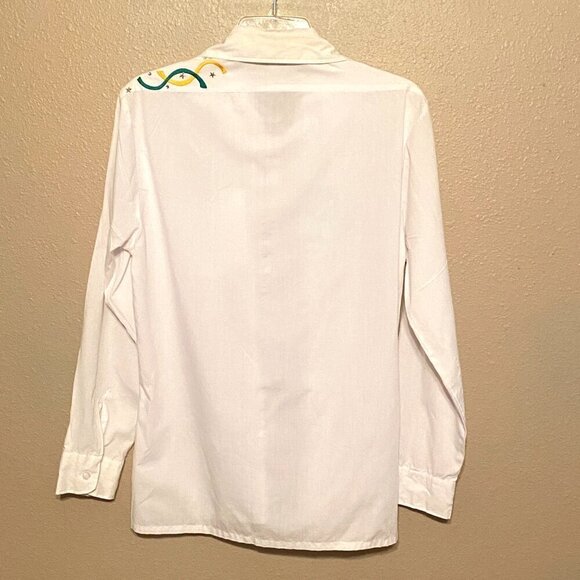 MODIT long sleeve white Shirt with embroidered applique, rhinestones and stars M - Picture 2 of 10
